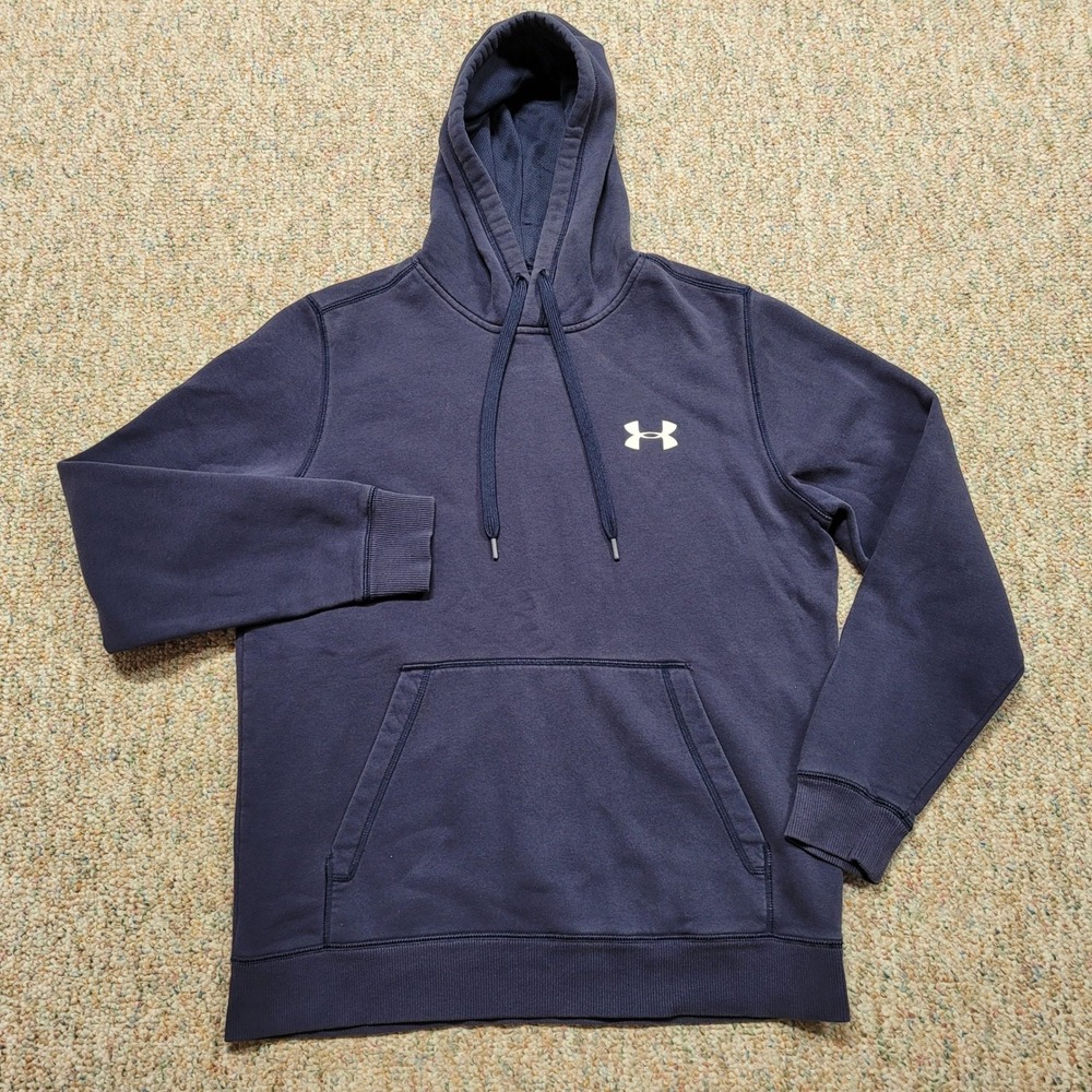 Under Armour Hoodie Mens Medium Navy Blue ColdGear Fitted Pullover